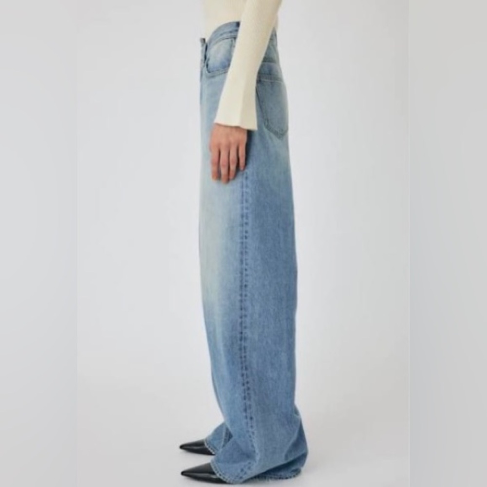 Moussy Black RARE Cross Waist Wide Straight Leg Light Denim Jeans 24